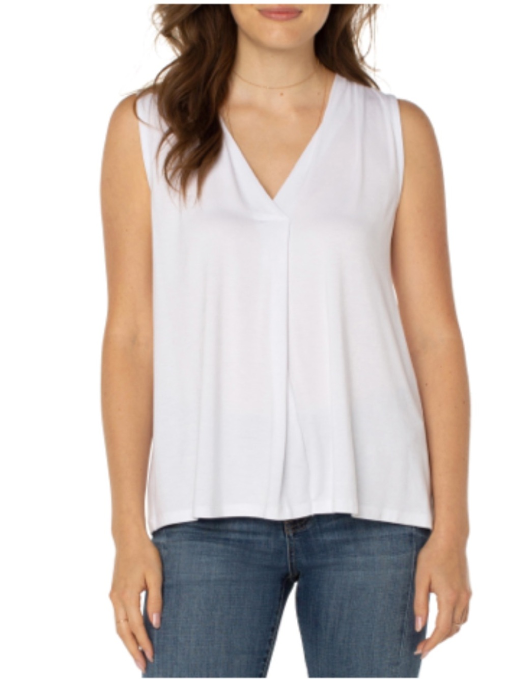 Liverpool White V-Neck Sleeveless Knit Tank Top Large